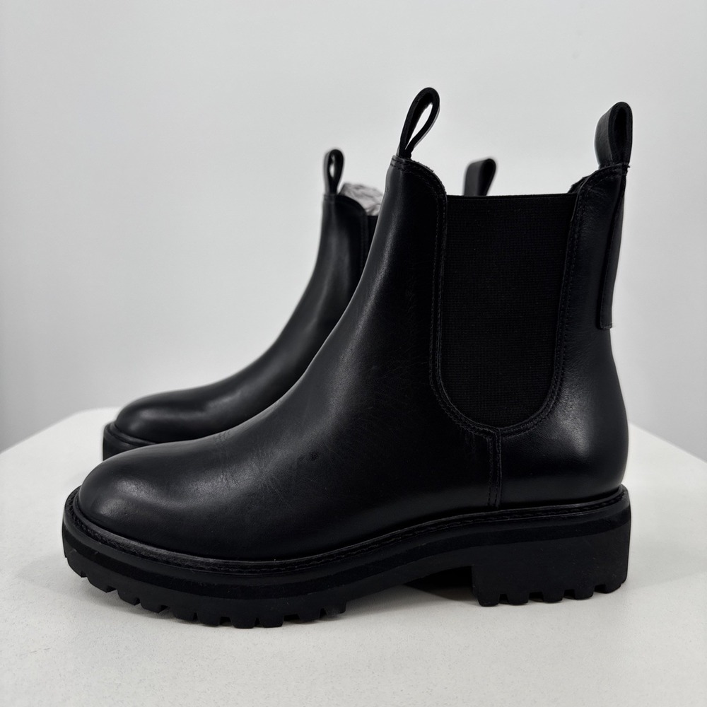 Everlane The Lug Chelsea Boot in Black sz 7 Women's Leather Ankle Chunky Sole